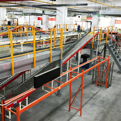 Kartonsortierung Fördersystem Flexible Schwerkraft Rollenfördersystem Logistik Sortierung Lagerlager Lagerregal