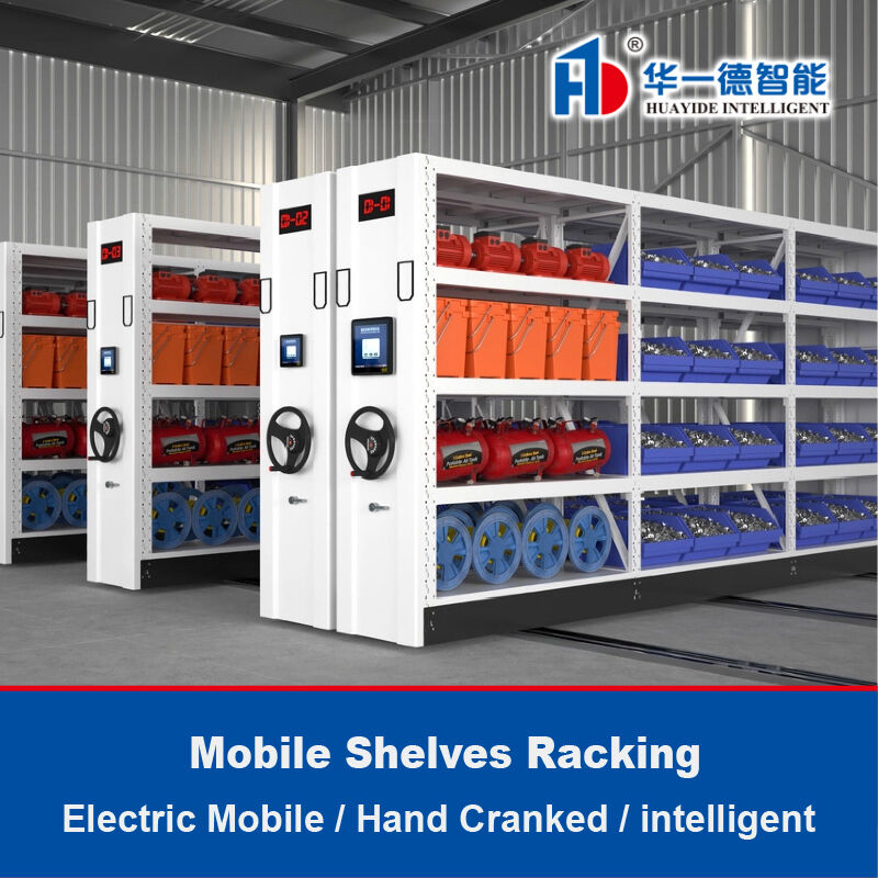 Elektrische mobile Regale, handkurbelbetrieben, kompakte verschiebbare Regale, Hochdichte Regale